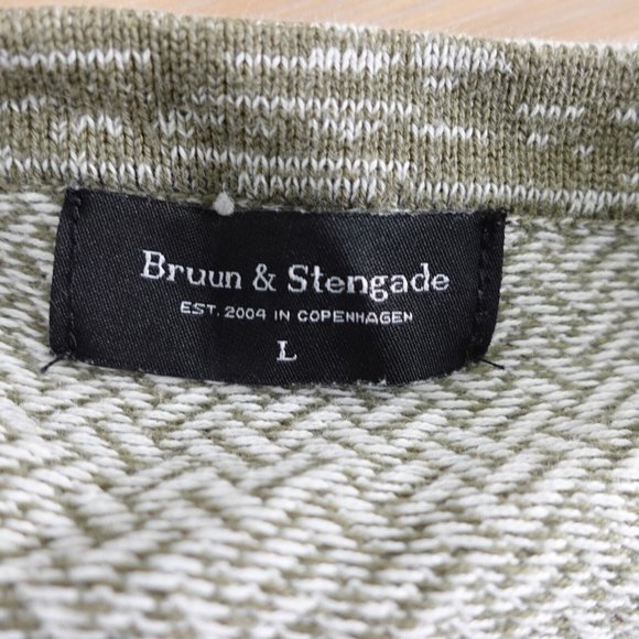 Herringbone Mens Sweater Large Gray Crew Neck Pullover Casual Jumper Cotton - Picture 2 of 11